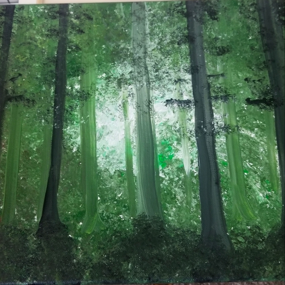 Hand painted forest on canvas